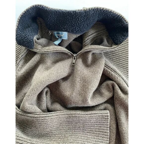 Northcrest Classic Men's 3XLT 1/4 Zip Brown Soft Knit Sweater with Ribbed Hems - Picture 8 of 10